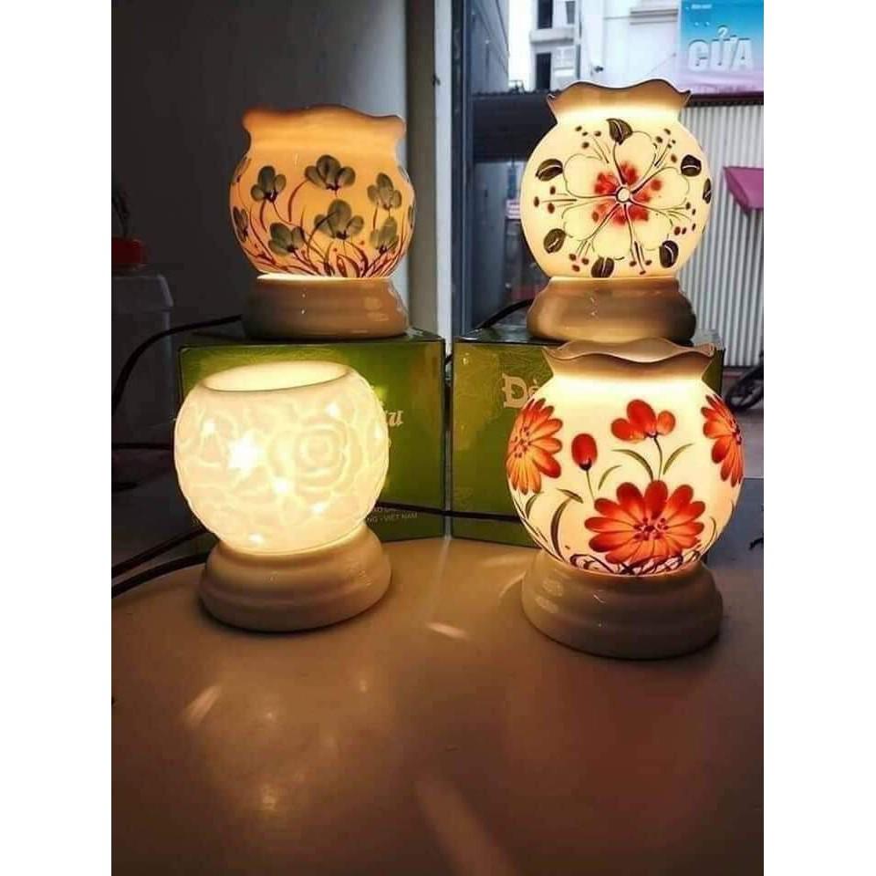 Đèn xông tinh dầu đuổi muỗi hình Tròn 9,5x11,5cm Chọn kèm 1 Tinh dầu thơm phòng diệt muỗi côn trùng