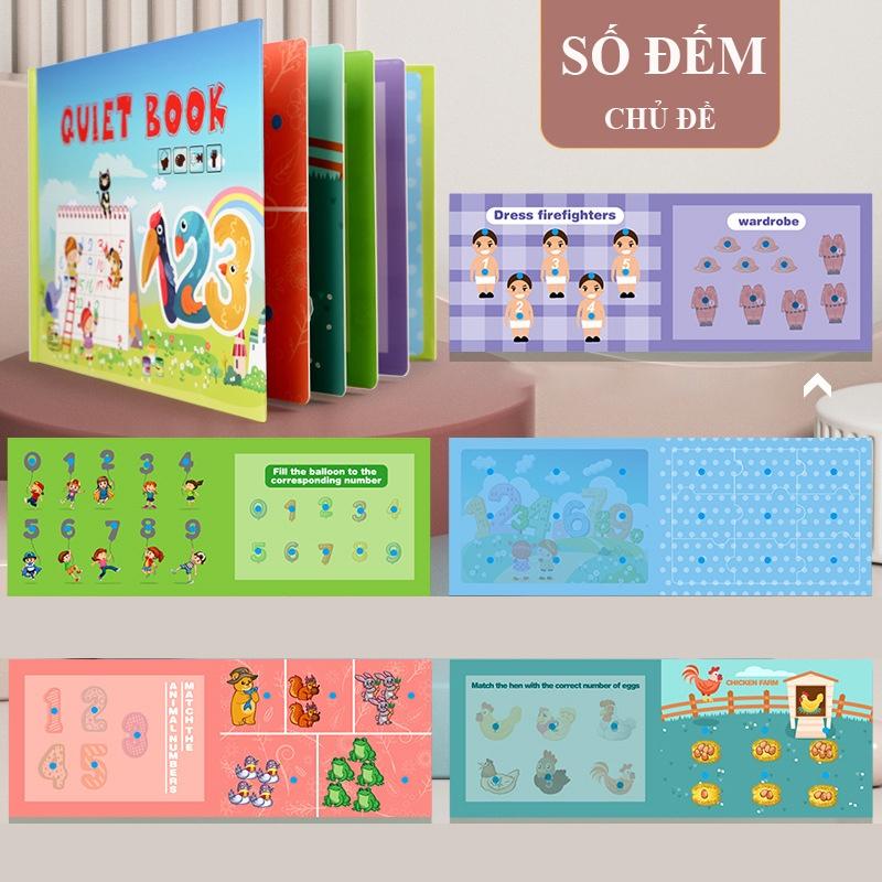 QUÀ TẶNG Học liệu Montessori Sách bóc dán QUIET BOOK nhiều chủ đề giúp bé thông minh, Đồ chơi giáo dục sớm