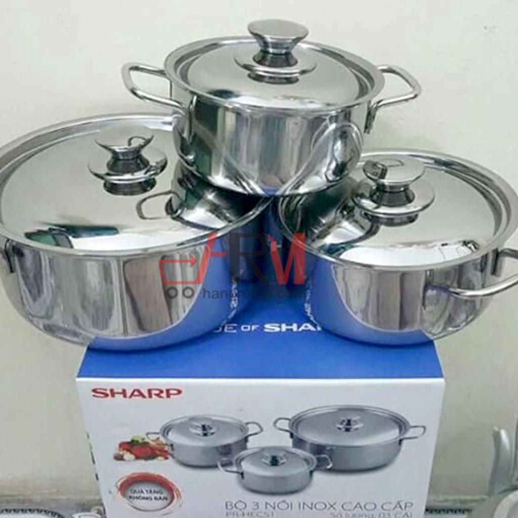 Bộ 3 nồi sharp Inox dùng cho mọi loại bếp