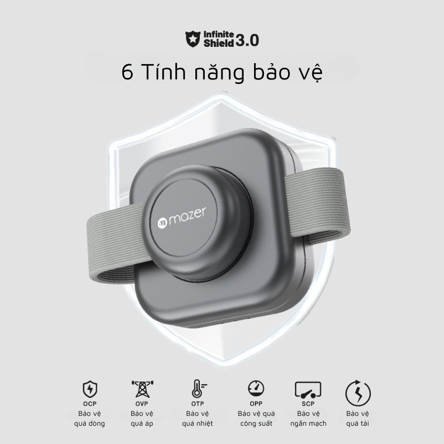 Đế Sạc Không Dây MAZER 3in1 Qi2 MagTrifold03 Sạc Đồng Thời 3 Thiết Bị Công Suất 15W Đạt Chuẩn Qi2 &amp; MaggSafe Gấp Gọn Hàng Chính Hãng