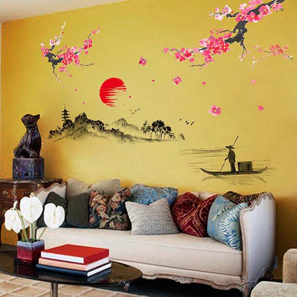 Decal Dán Tường Tranh Thủy Mặc DKN015