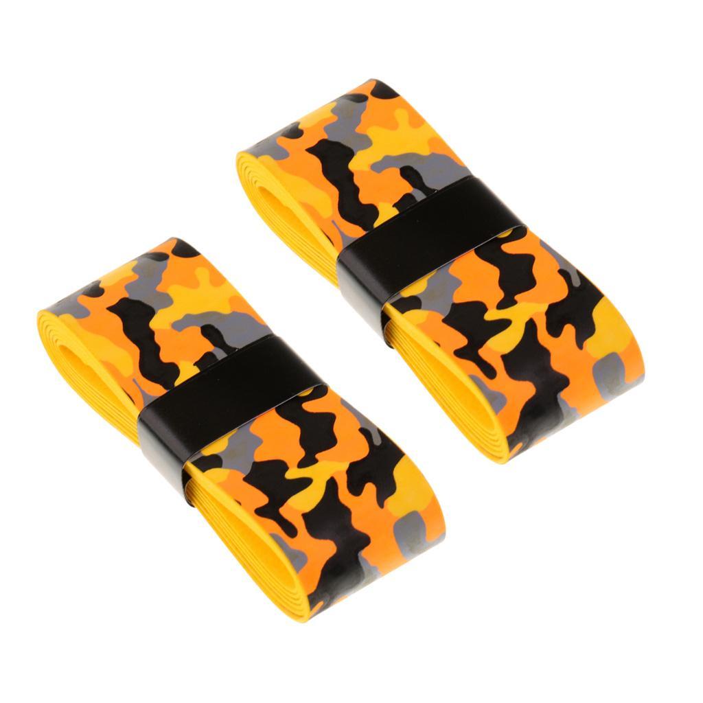 2xAnti- Squash/ Tennis Bat Overgrip Racket Grip Tape Yellow And Orange