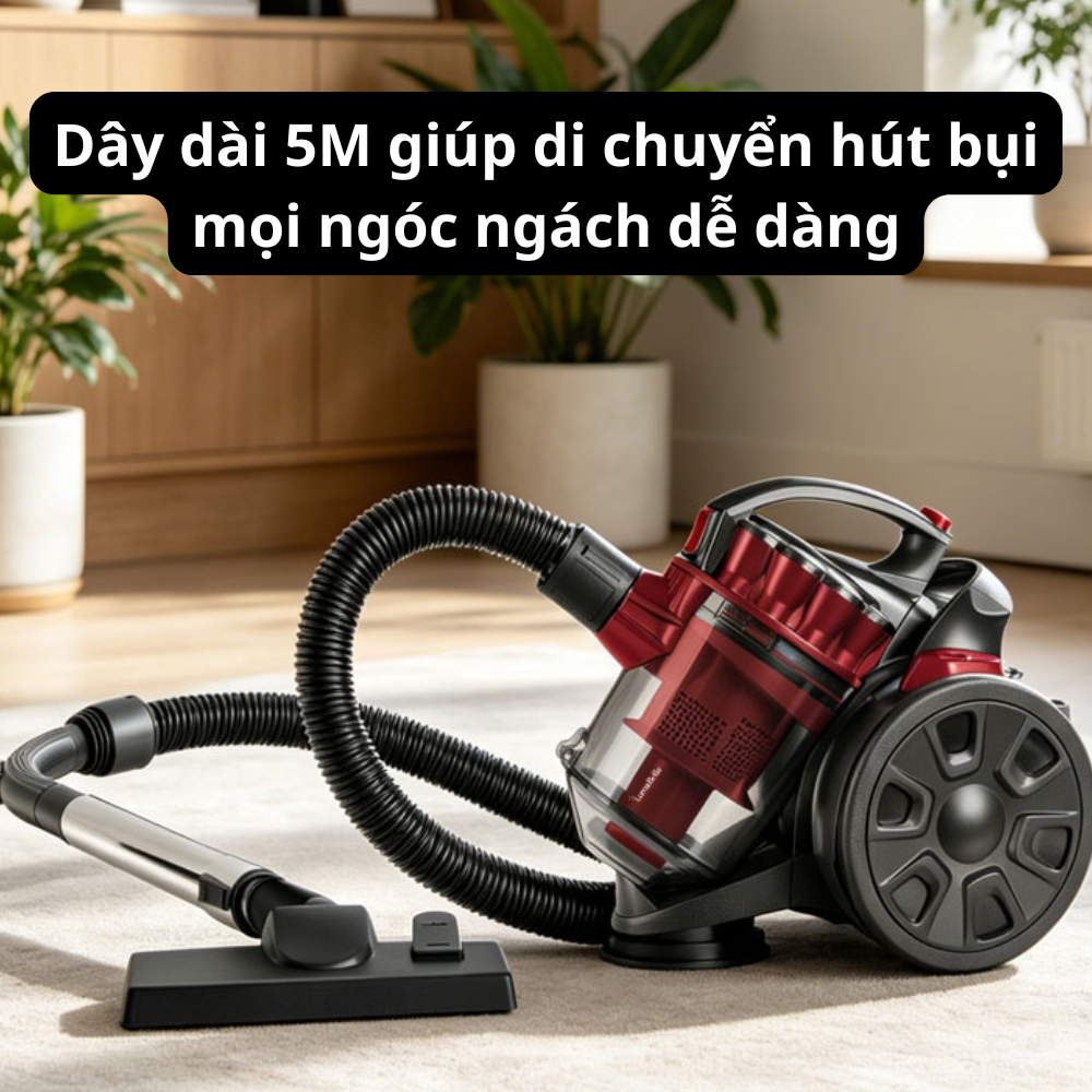 Máy hút bụi gia đình cầm tay CÓ DÂY Lumabella LB-63019 công suất cực cao 2600W hút bụi gia đình, ô tô, sofa, dễ vệ sinh - HÀNG CHÍNH HÃNG