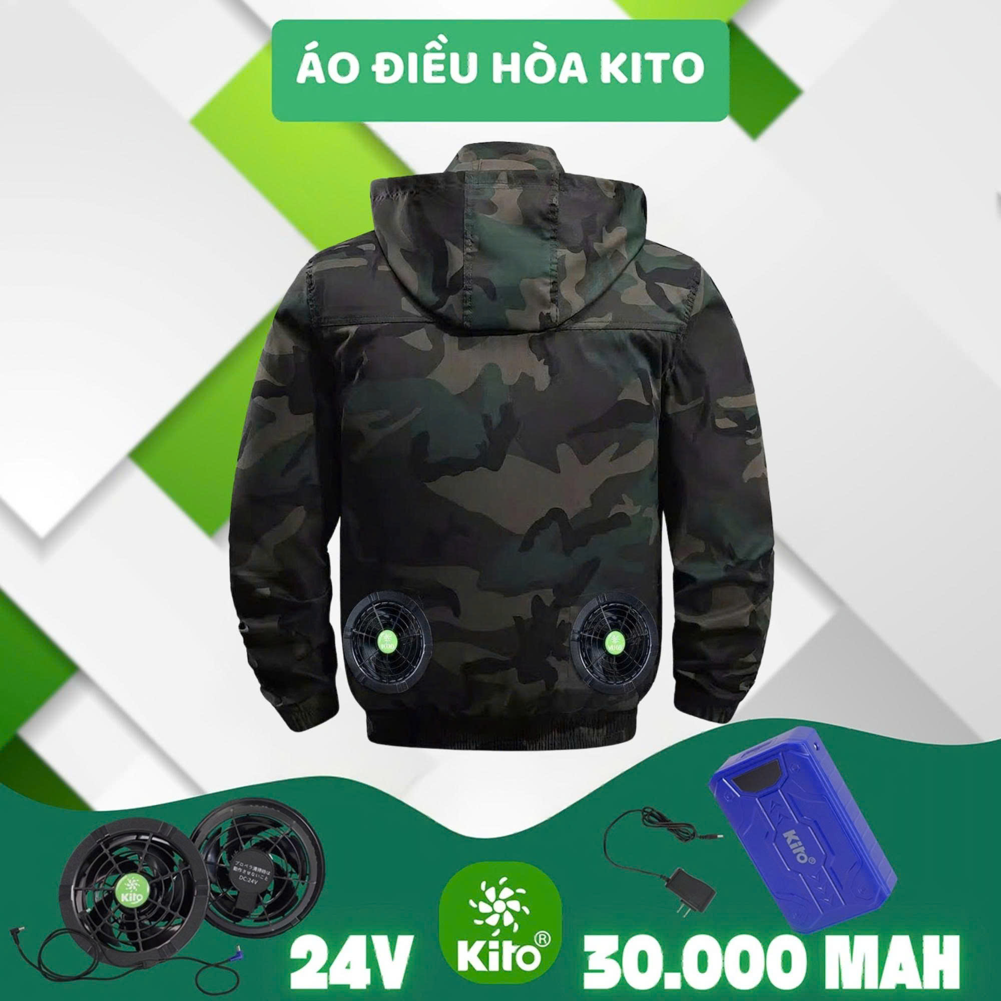 Bộ áo điều hòa KITO NEWPRO KT10 thế hệ mới nhất 2026 quạt 24V siêu bên ,chống chai ,chống phồng
