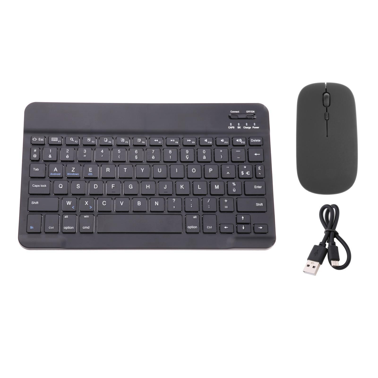 Portable Bluetooth Keyboard with Mouse 78 Keys French for Tablet Smartphone