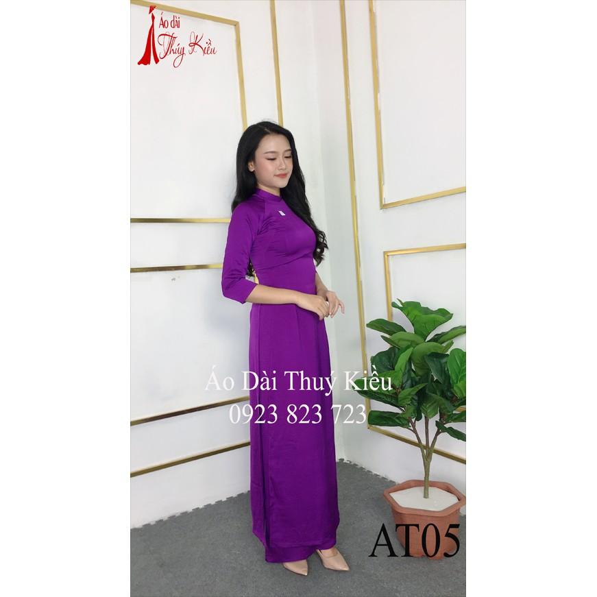 Áo dài Thúy Kiều Tây Thi cổ tàu màu tím huế AT05