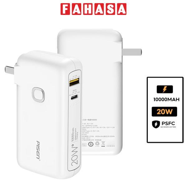 Sạc Dự Phòng 2 In 1 Có Chân Cắm - Quick High Power Box 10000MAH 20W - Pisen TS-D308 (Mẫu Màu Giao Ngẫu Nhiên)