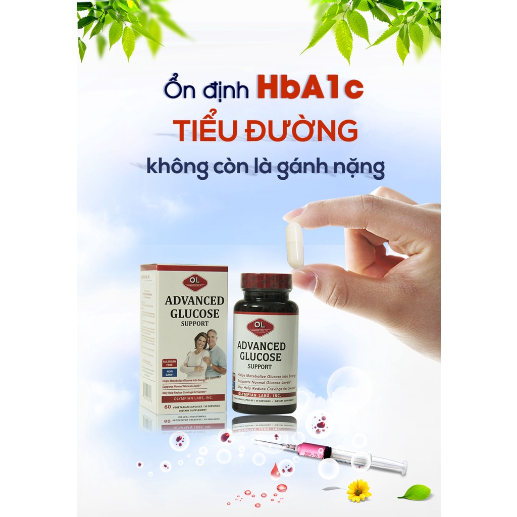 Viên Uống Tiểu Đường Advanced Glucose Support Olympian Labs - Ngăn Ngừa Nguy Cơ Biến Chứng Tiểu Đường