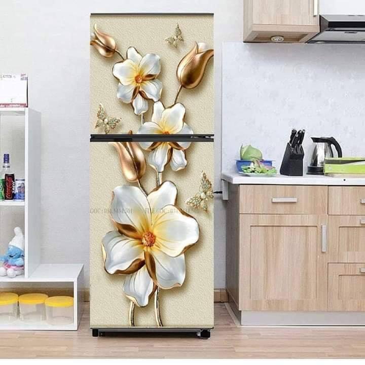 MIẾNG DÁN 3D TỦ LẠNH MẪU HOA SIÊU SANG