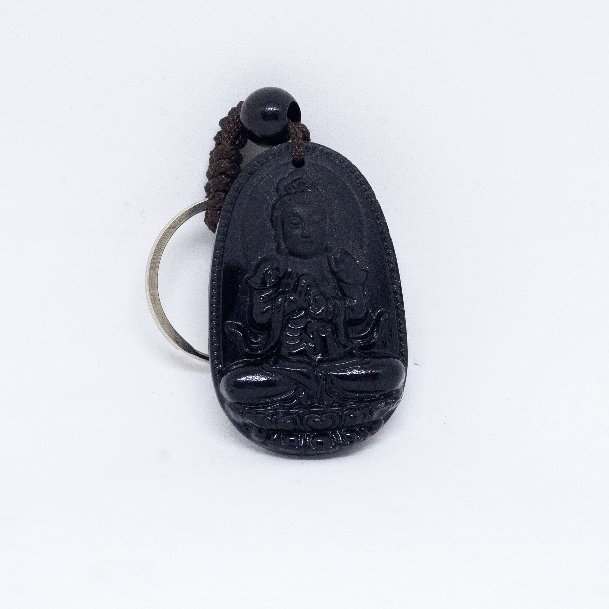 Móc chìa khóa trang trí hình Phật bằng đá màu đen với nhiều lựa chọn kiểu dáng