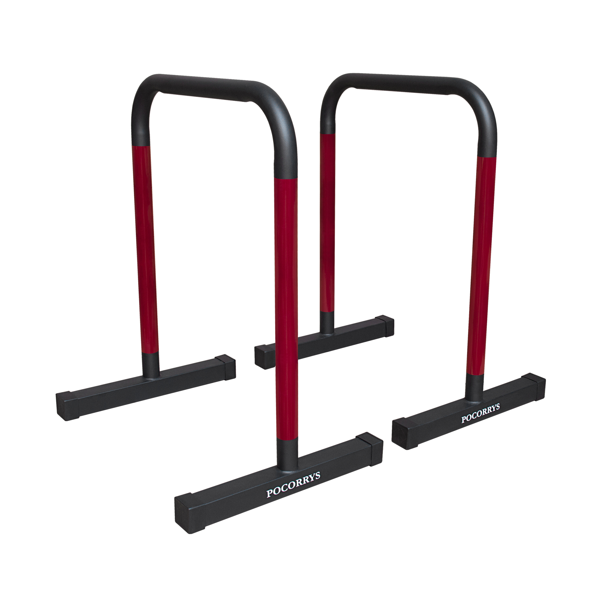 Xà kép Parallettes Dip Bars cao 83cm, Pocorrys PADS-01, Màu đen sọc đỏ