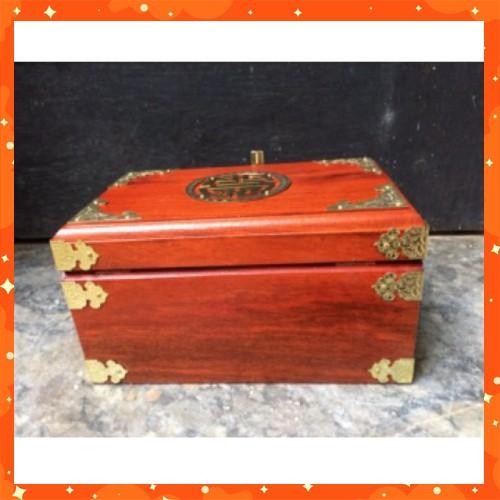 Hộp đựng đồ đa năng có mã khoá. Khe đút tiền tiện lợi gỗ gõ kt 19x 12 x10