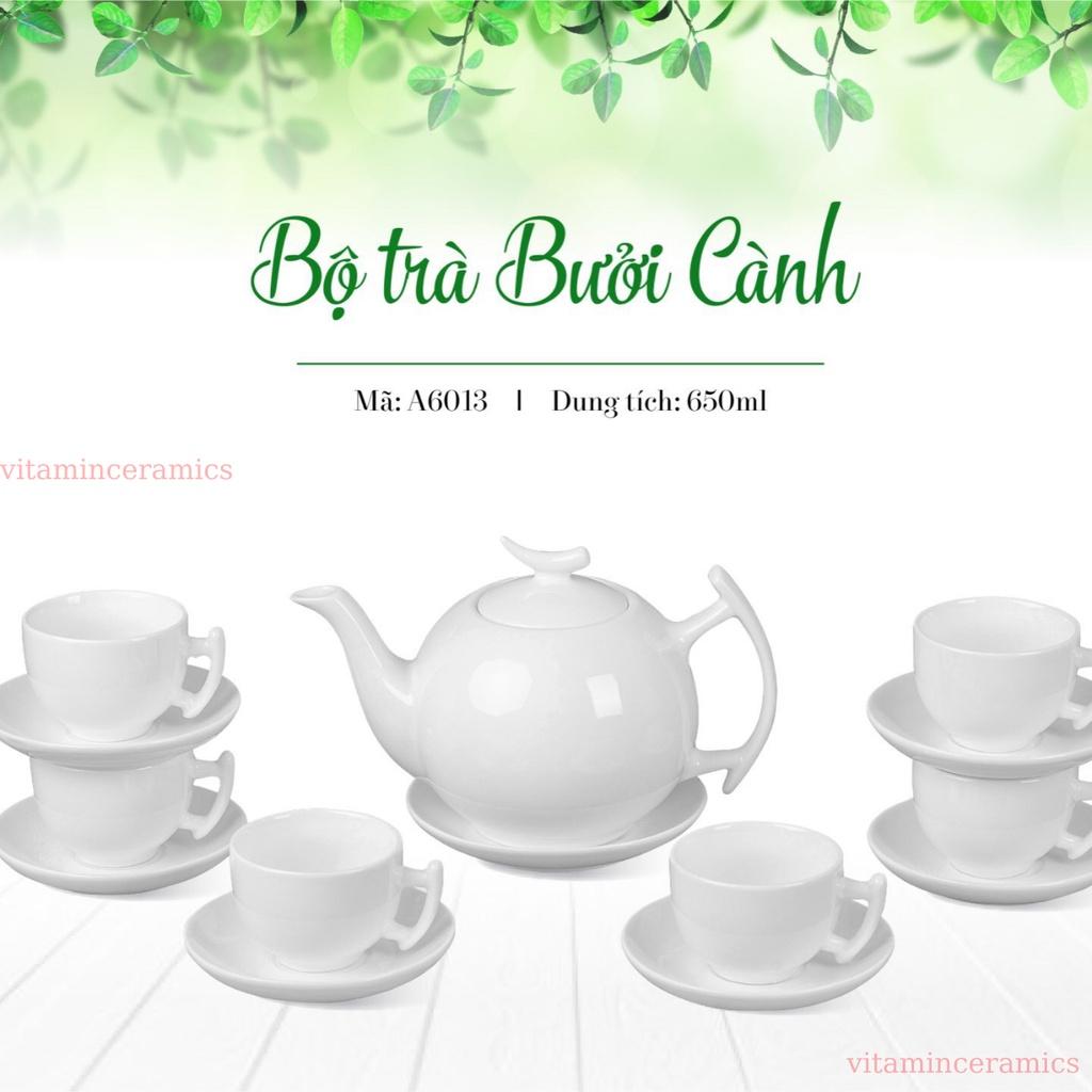 Bưởi Cành - Ấm Trà Đẹp - Bộ Trà Siêu Sang Chảnh - Ấm Chén Bát Tràng Cao Cấp - Bộ Trà Trắng - Vitaminceramics