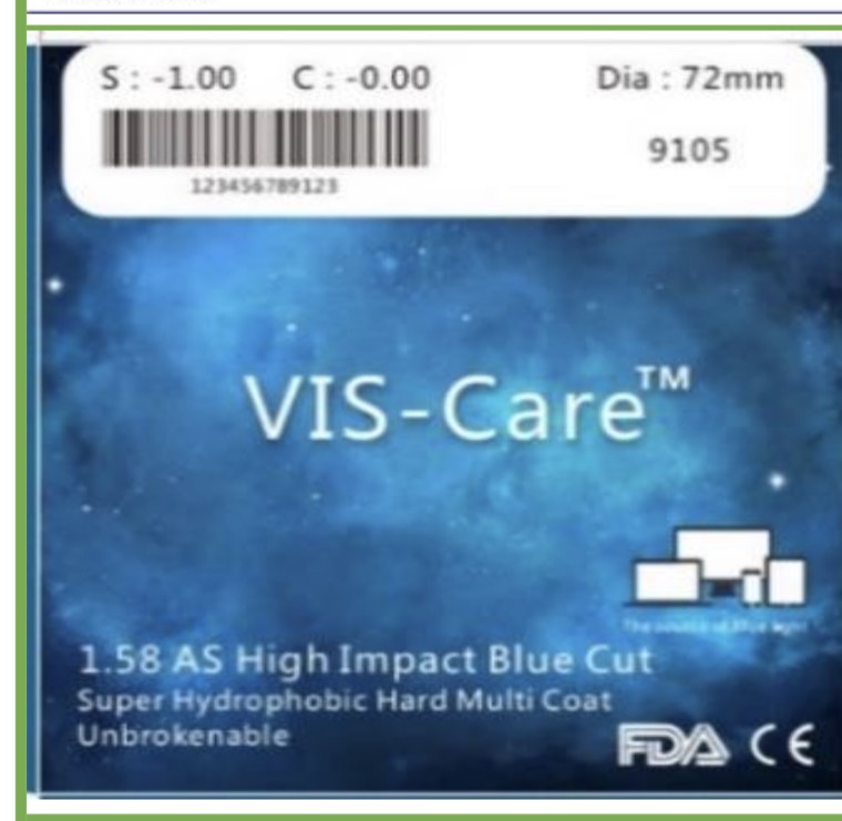 Tròng kính viscare 1.58 cận/viễn/loạn chống ánh sáng xanh mắt kính OURESS