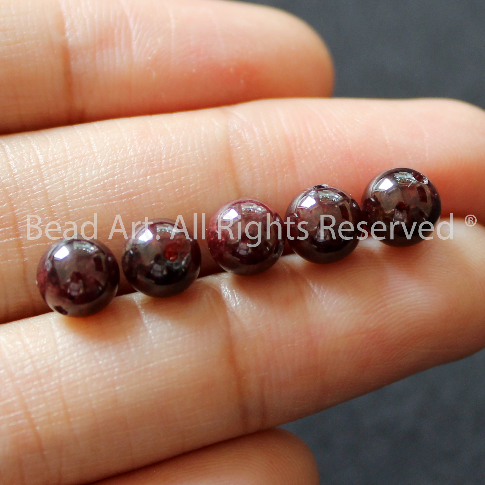 6MM Đá Garnet, Ngọc Hồng Lựu Tự Nhiên Màu Đỏ Sậm, Đá Phối Vòng Tay Phong Thuỷ, Chuỗi Hạt, Mệnh Hoả, Thổ - Bead Art