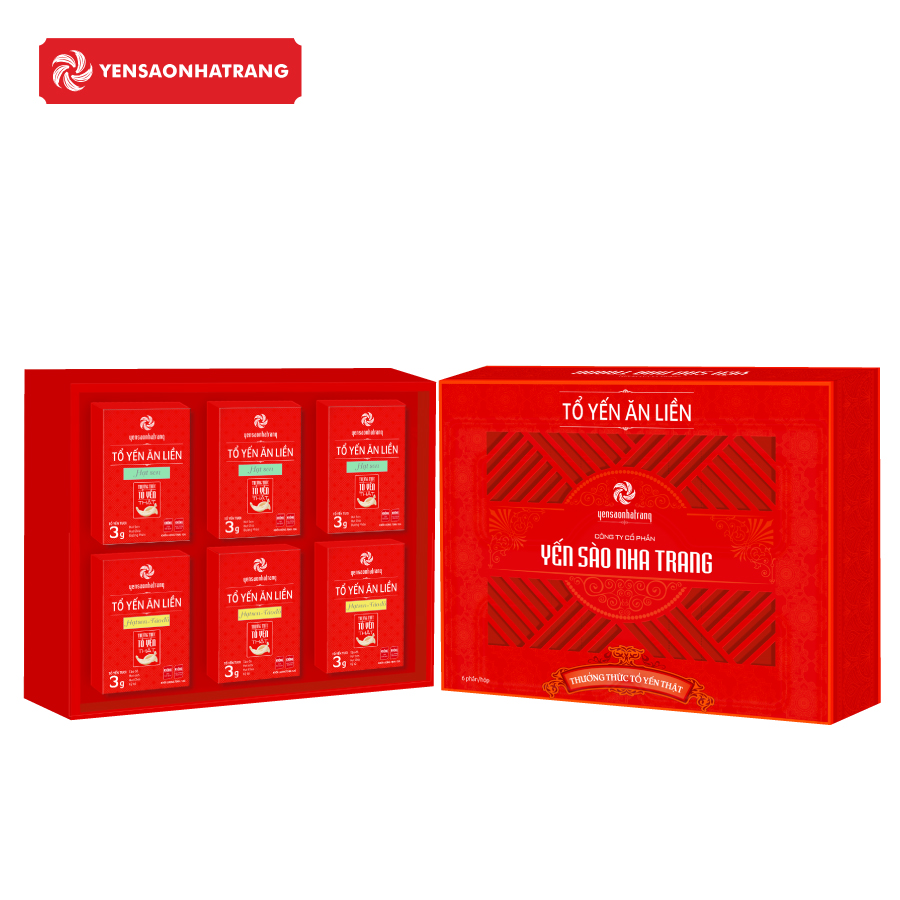 Set 6 Tổ Yến Ăn Liền Vị Hạt Sen &amp; Hạt Sen Táo Đỏ - Bộ Hộp Quà Yến Sào Nha Trang