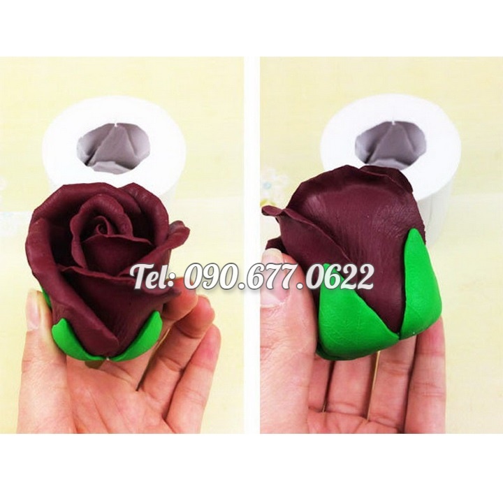 Khuôn silicone làm rau câu hoa hồng búp – Mã số 1080