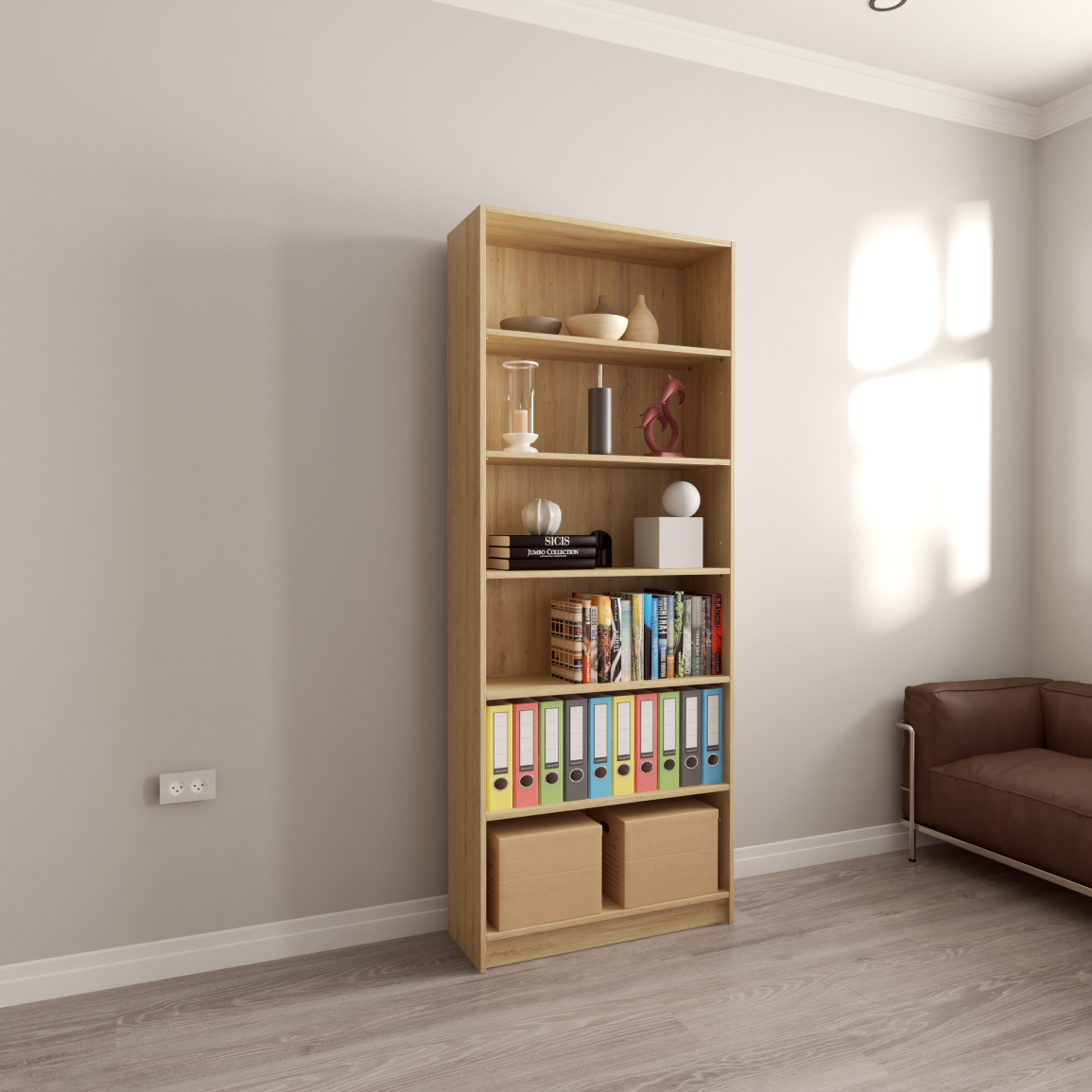 [Happy Home Furniture] CATY, kệ sách 6 tầng,  80cm x 28cm x 202cm (DxRxC), KSA_006
