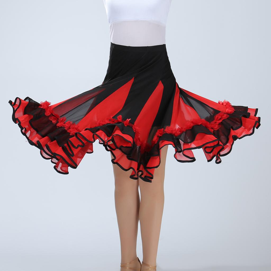 Elegant Ballroom Dancing Latin Waltz Dance Party Big Swing Mesh Skirt