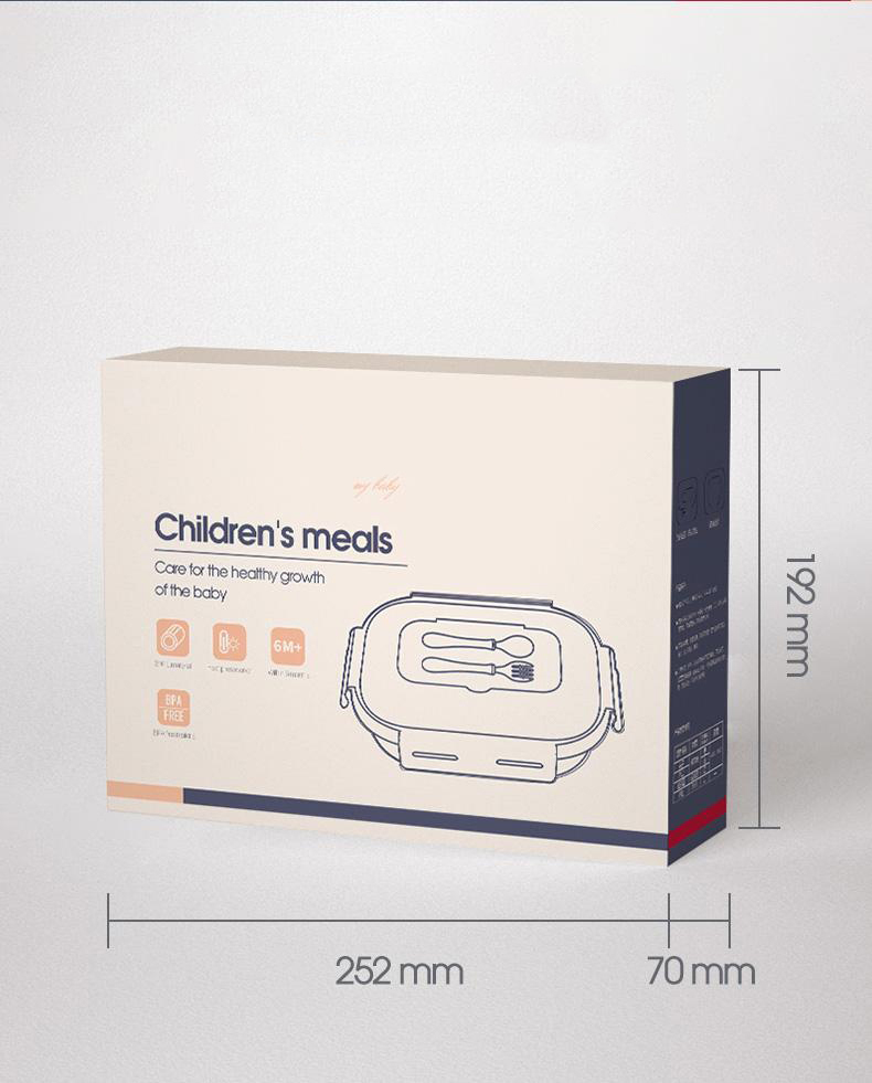 Bộ khay cơm phần giữ nhiệt 3 ngăn inox 316L có nắp đẩy kèm muỗng nĩa inox cho bé