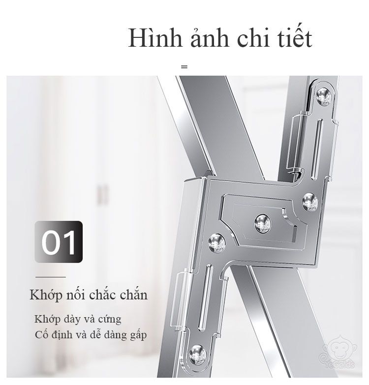 Giá phơi quần áo inox kiểu gập, Phơi chăn co giản đến 2 mét
