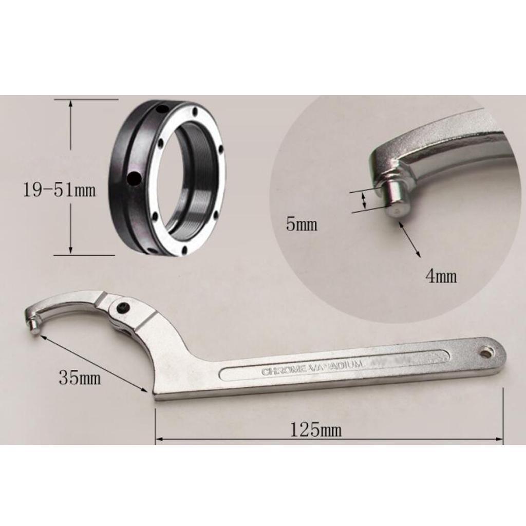 2x Adjustable Hook Wrench Pin Wrench C Spanner Vanadium Auto Bike Motorcycle