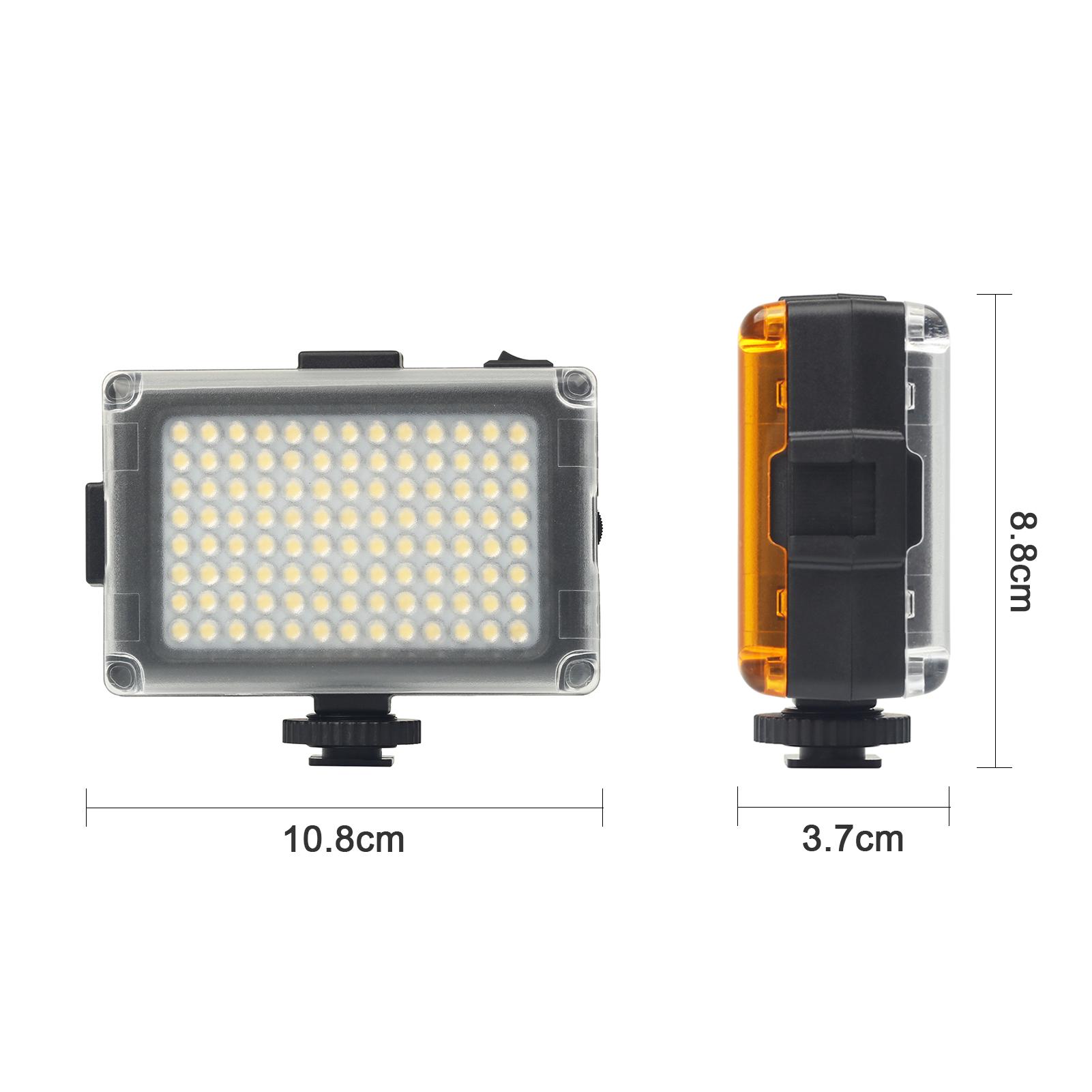 Đèn video LED mini trên máy ảnh Hai màu 3200K / 5600K 0-100% Có thể điều chỉnh độ sáng vô cấp 1800LM Ra97 + 104 Hạt đèn Giày lạnh