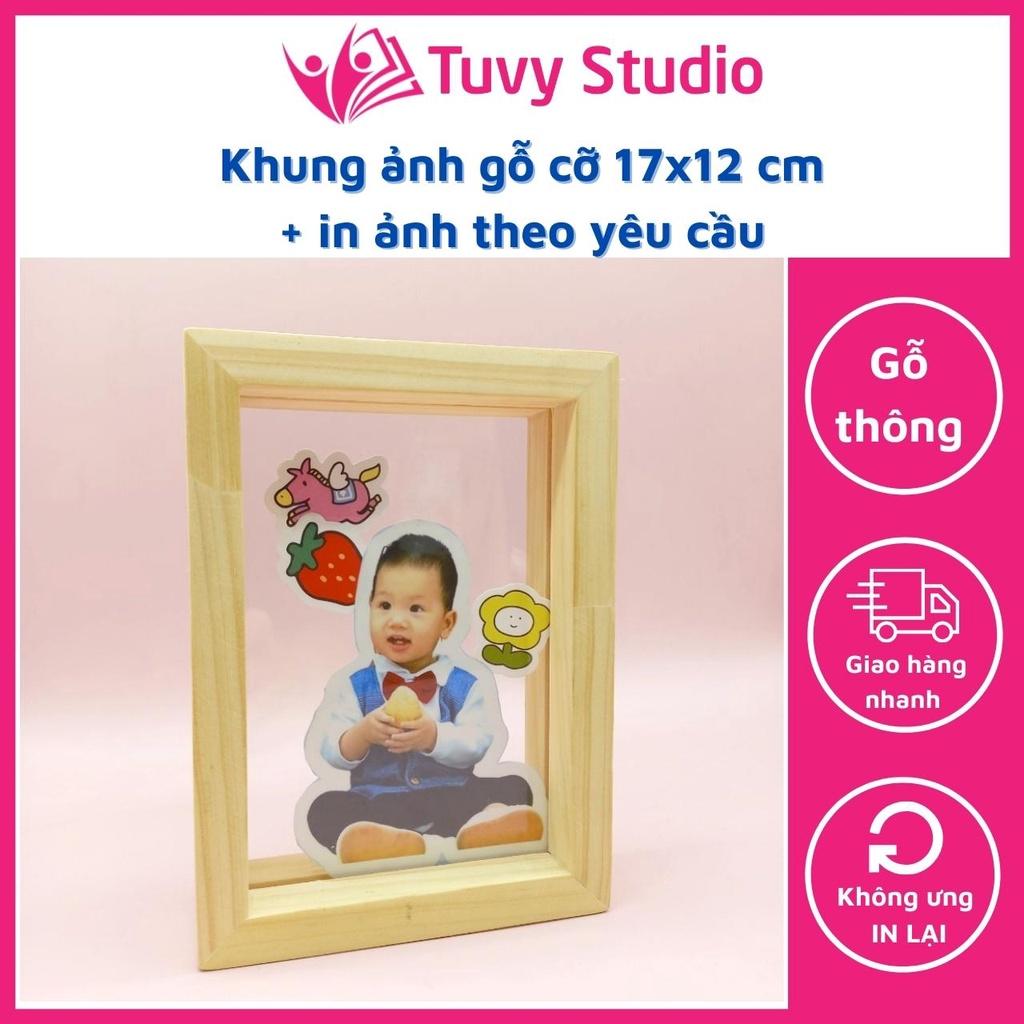 Khung ảnh gỗ thông kiểu Hàn Quốc cỡ 17x12 và in ảnh theo yêu cầu quà tặng ý nghĩa trang trí bàn làm việc Tú Vy Studio