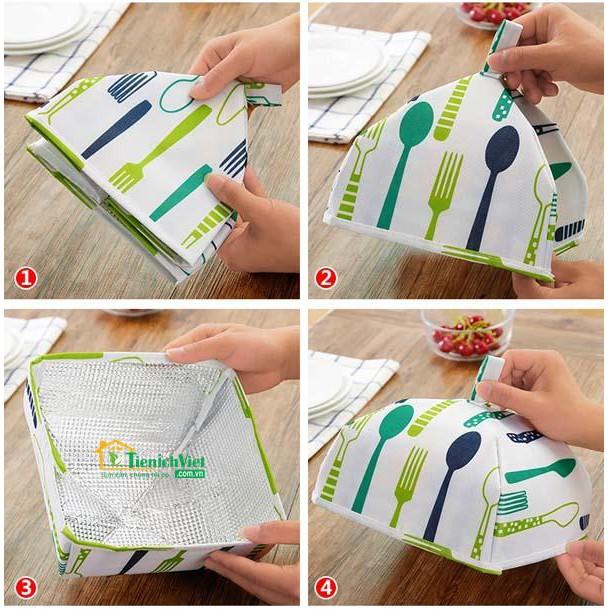 Lồng Bàn Giữ Nhiệt - Lồng Bàn Đậy Thức Ăn Chống Bụi Côn Trùng Có Thế Gấp Gọn