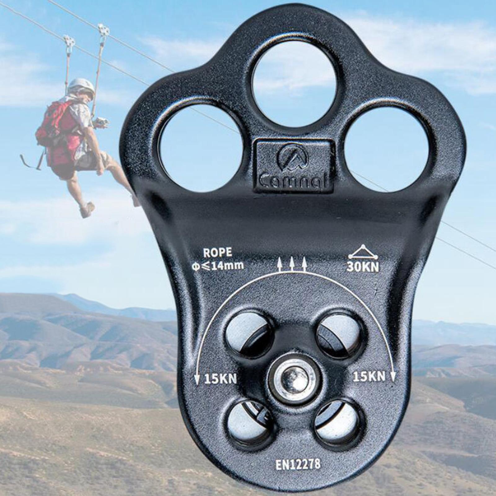 30KN Triple Attachment Climbing Hitch Pulley Fixed Side for 13mm Rope