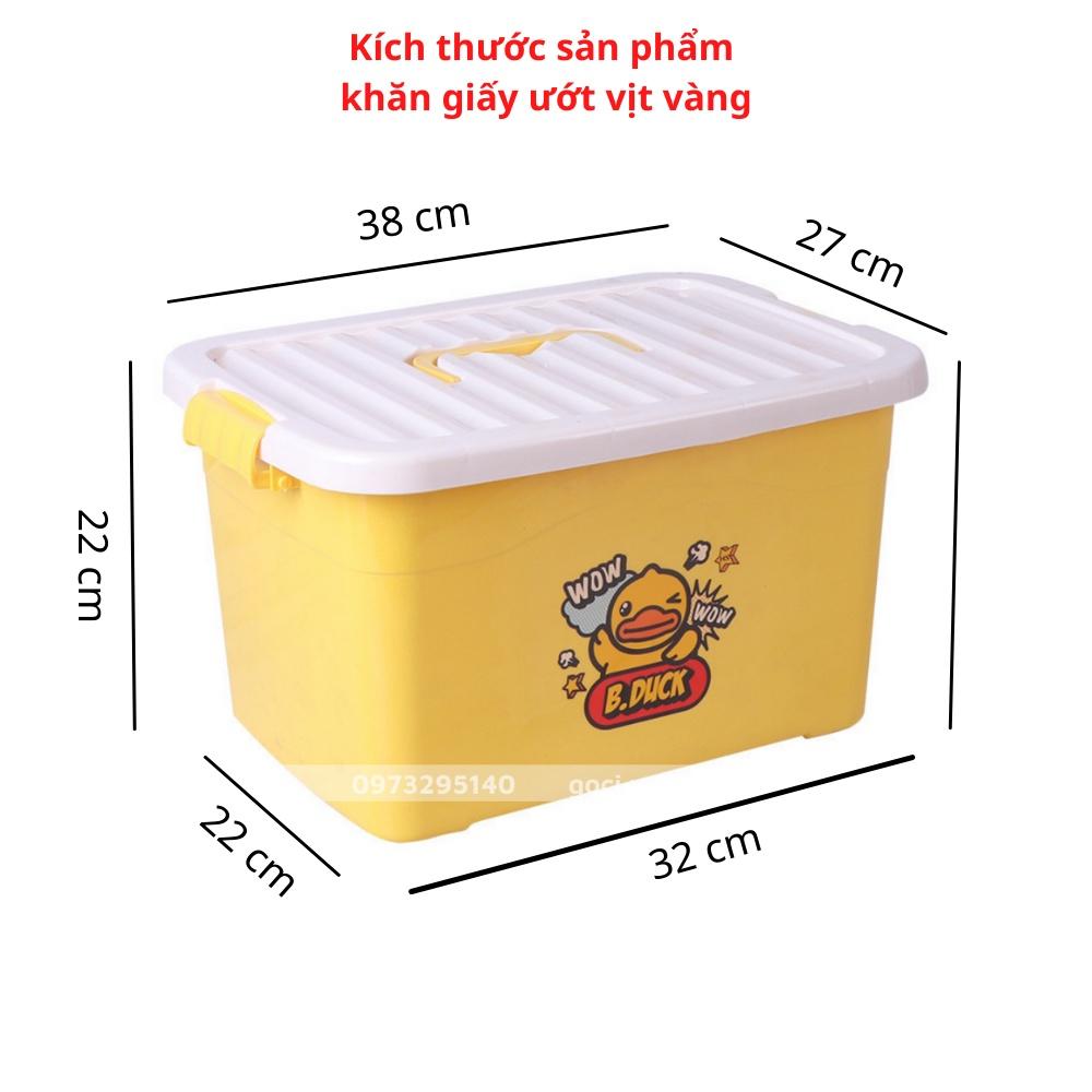 Khăn ướt con vịt vàng 10 gói kèm thùng nhựa tiện dụng siêu đáng yêu