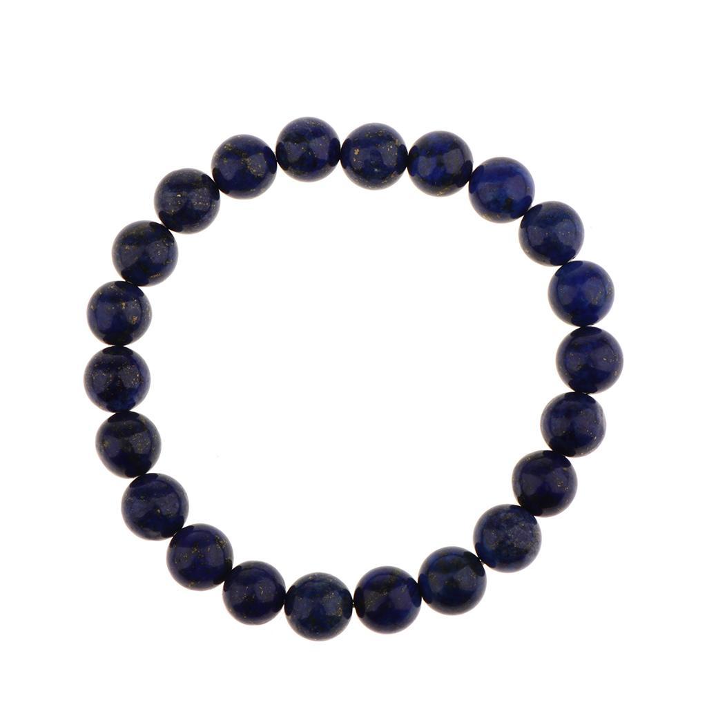 Men's Women's 8mm Natural Gemstones Lapis Lazuli Beads Bracelet Adjustable