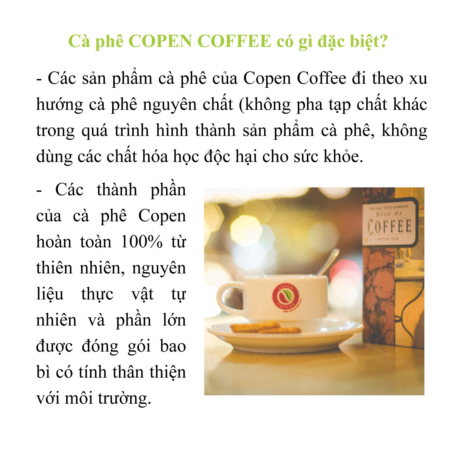 Cà phê hạt Copen coffee Moka 1kg (Hạt Rang Mộc)