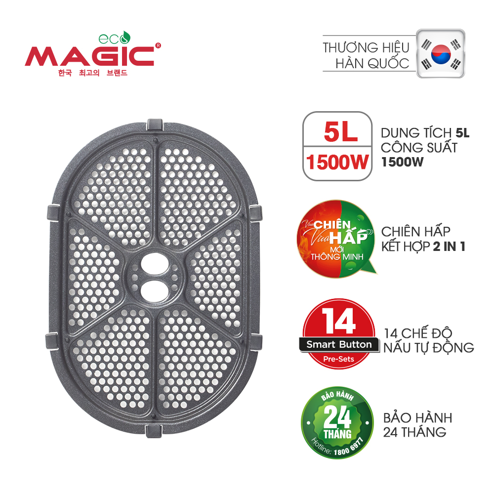 Nồi chiên không dầu kết hợp hấp Magic Eco S05 5L - Hàng chính hãng