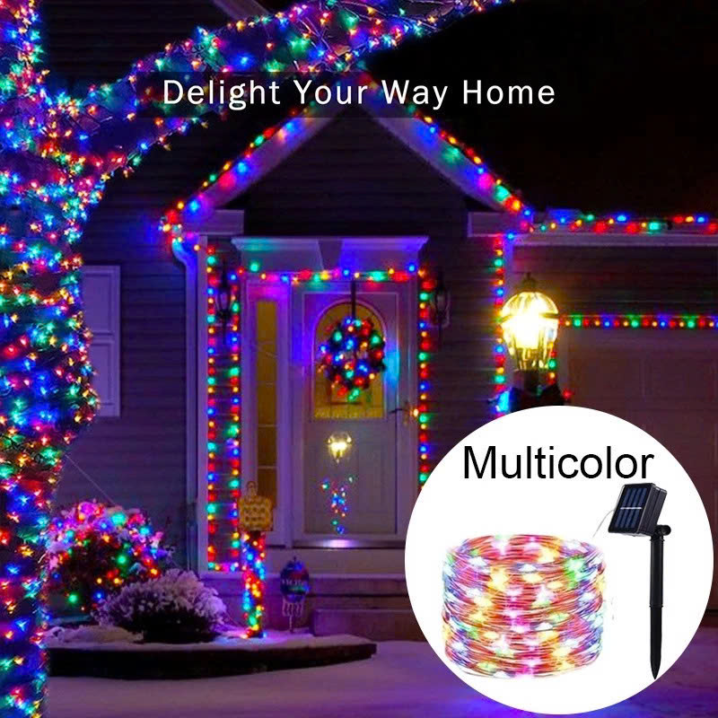 DÂY ĐÈN LED NHIỀU MÀU 20M DÙNG NĂNG LƯỢNG MẶT TRỜI – TRANG TRÍ SIÊU ĐẸP