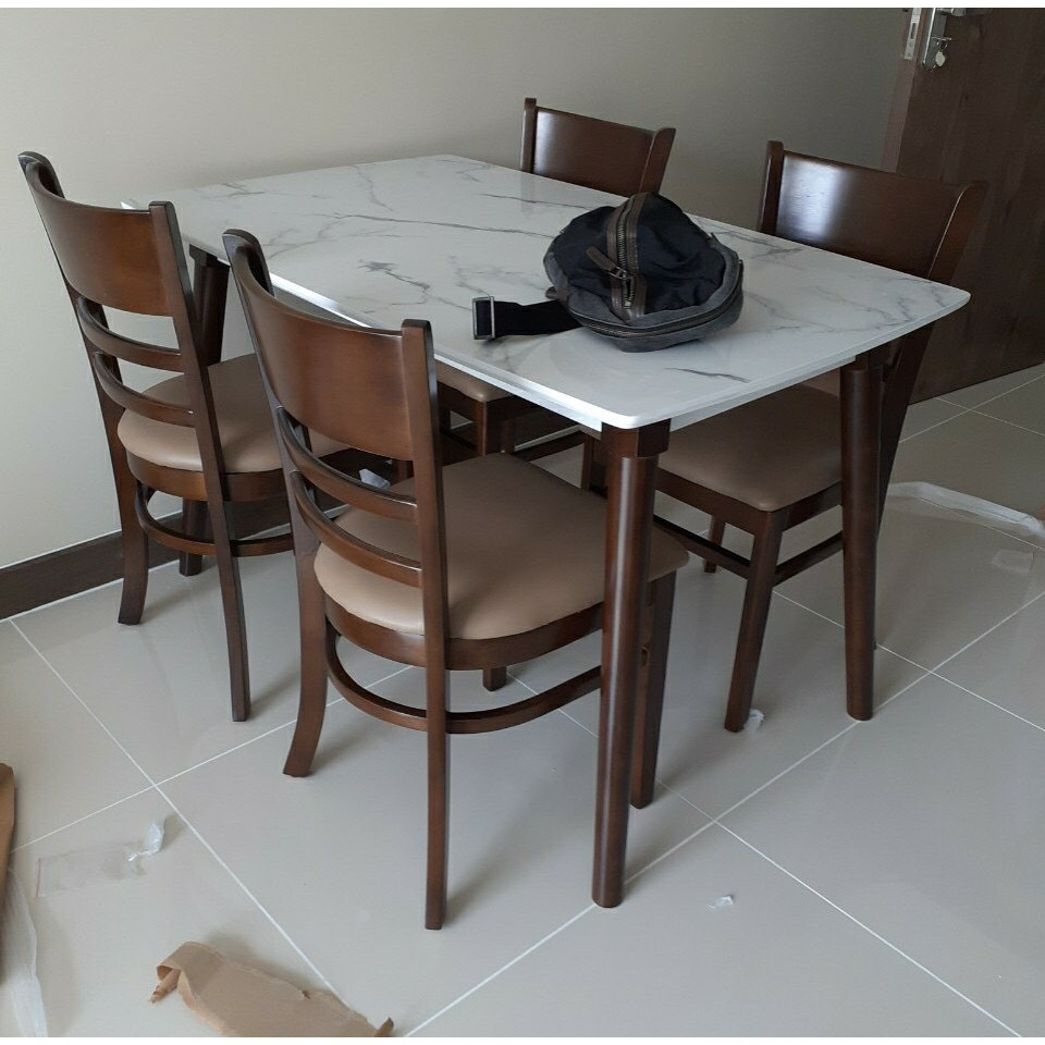 Bàn ăn cabin giả đá 4 ghế