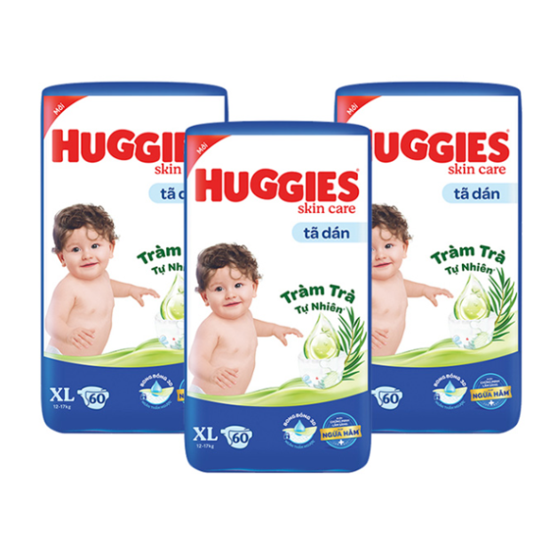 Combo 3 Tã dán Huggies Skincare Super Jumbo XL60