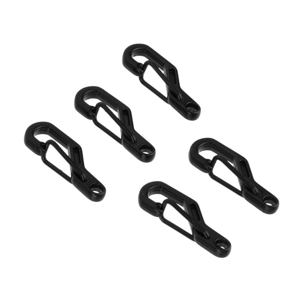 5pcs D Ring Climbing Hanging Buckle Snap Keychain Carabiners - Black