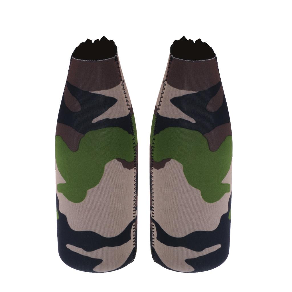 3x2pcs Camouflage Beer Bottle Cooler Neoprene Beverage Sleeve Holder Favour