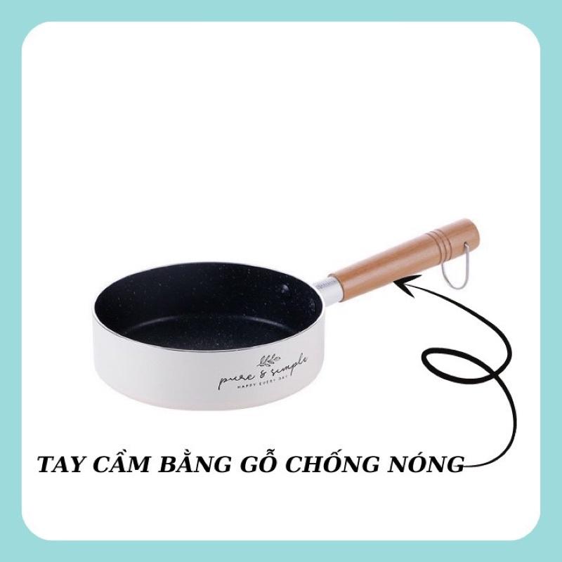 Bộ Nồi Chảo Đá Ăn Dặm Cho Bé, Nồi Chảo Đá Quánh Cháo Chống Dính Fashion 16cm Cho Bé Ăn Dặm Tặng Kèm Thìa Muỗng