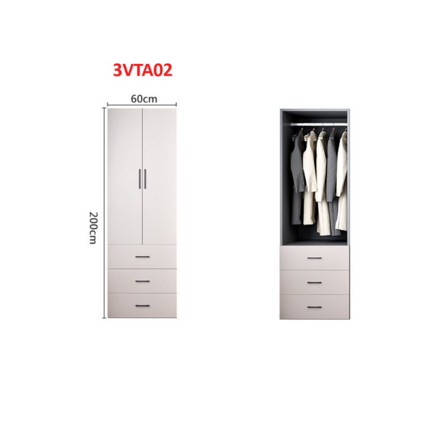 Tủ quần áo thiết kệ hiện đại - Tủ quần áo gỗ MDF 3ATA02A