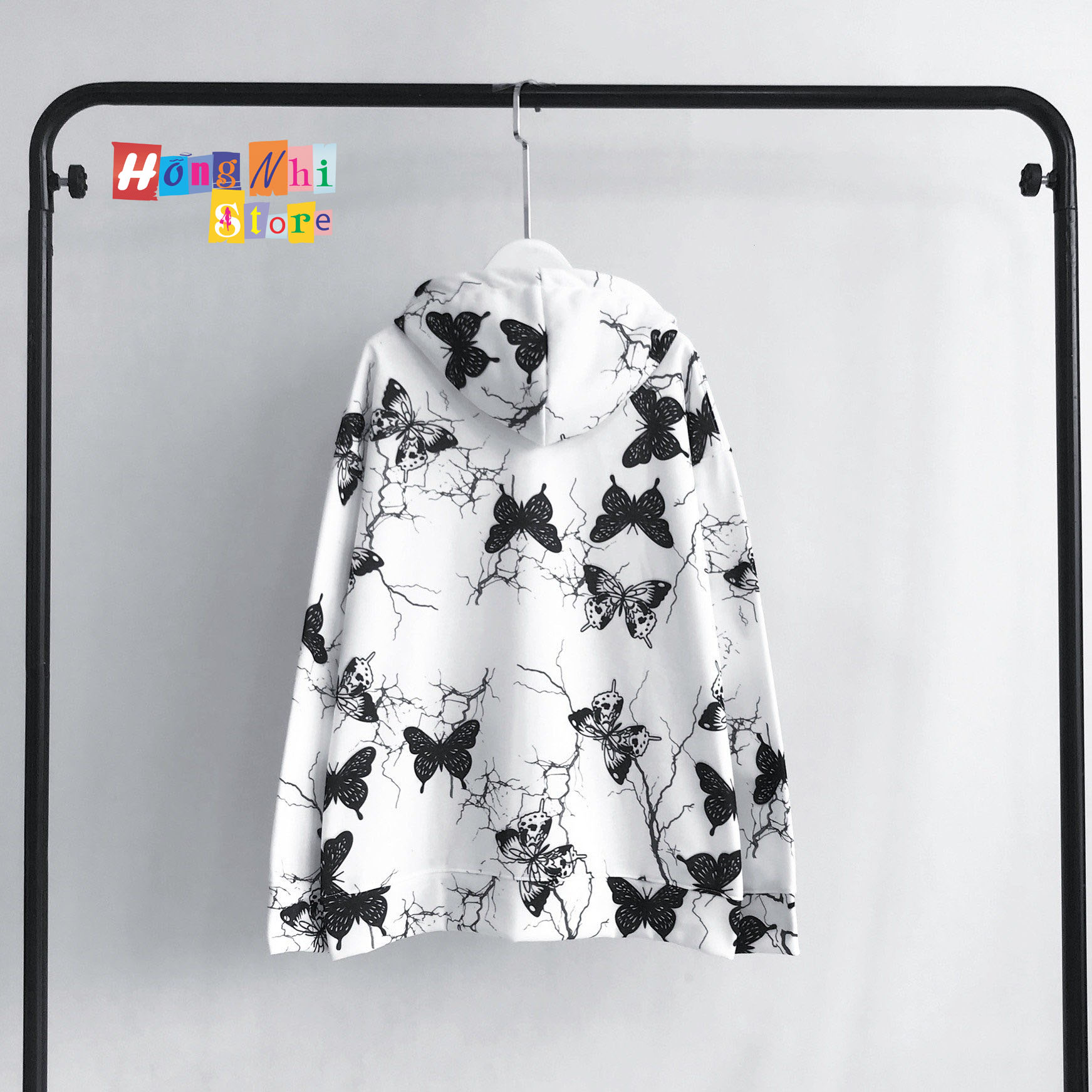 Áo Hoodie Zip 3D Hình Bướm Dáng Rộng - Khoác Hoodie Dây Kéo In Hình Unisex - MM