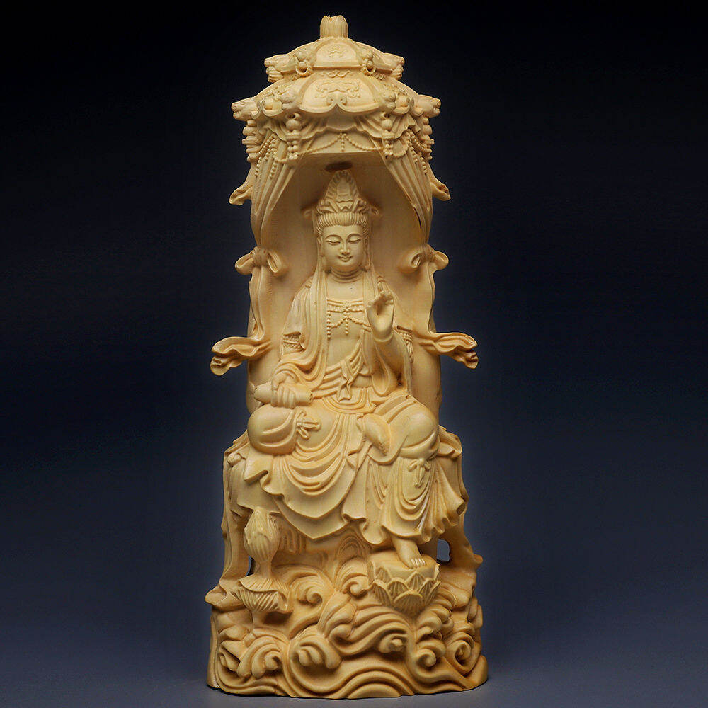 Tượng Quan Âm Bồ Tát - Trì Kinh Quan Âm Bồ Tát bằng gỗ hoàng dương -C188