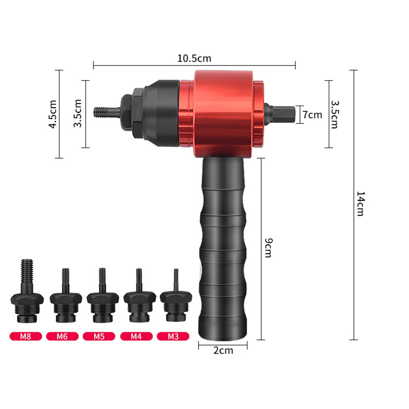 Cordless Drill Electric Rivet Nut Gun Adapter Power Tools M3 M4 M5 M6 M8 Non-Slip Handle Compact Professional for Home Carpenter Outdoor