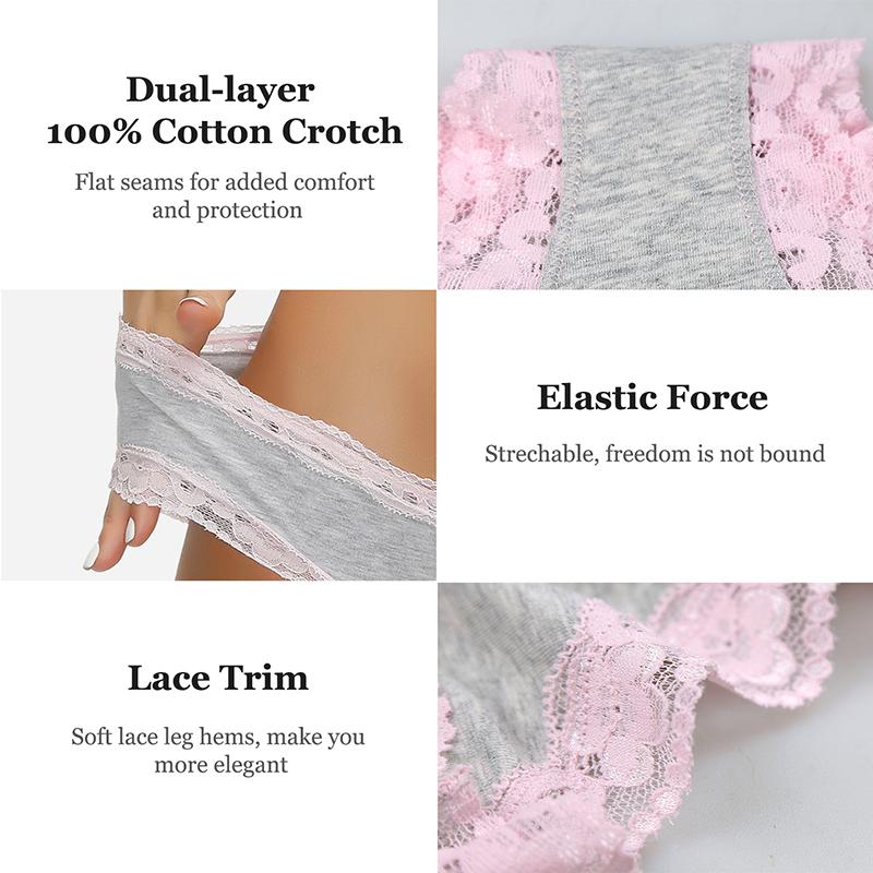 Đồ Lót Nữ, Quần Lót Bộ 5 Cái/lốc Cotton Nữ Quần Đùi Mềm Mại Thoải Mái Gợi Cảm Quần Lót Màu Lót Ren Nữ