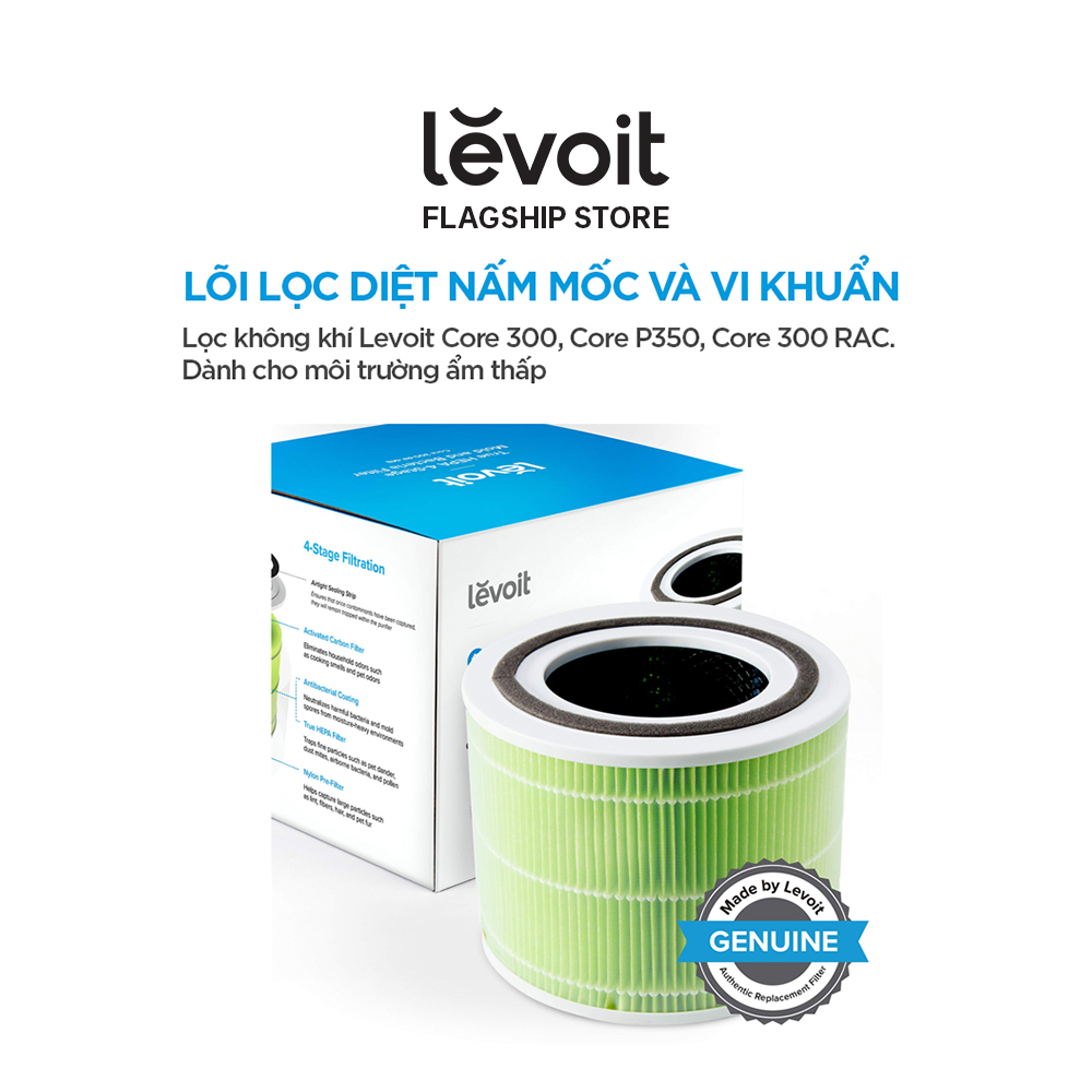 Lõi Lọc Nấm Móc Và Vi Khuẩn Cho Máy Lọc Không Khí Levoit Core 300 RF-MB | Bộ Lọc HEPA 3 Lớp | Hàng Chính Hãng