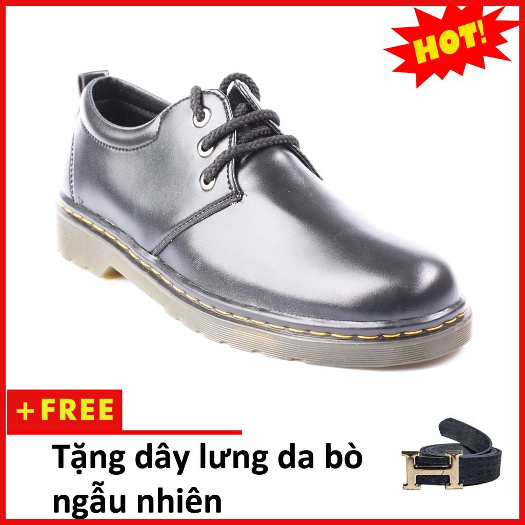 Giày Boot Nam Ngắn Cổ Da Trơn Đen Đế Có Khâu Chắc Chắn - M353-DEN (TL)-DEN Tặng Thắt Lưng