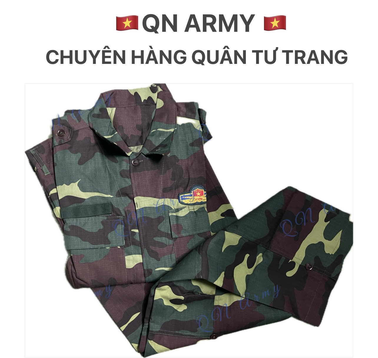 Bộ quần áo màu rằn ri bộ đội dã chiến sĩ quan K07 đủ size từ 3-5 (ẢNH SHOP TỰ CHỤP)