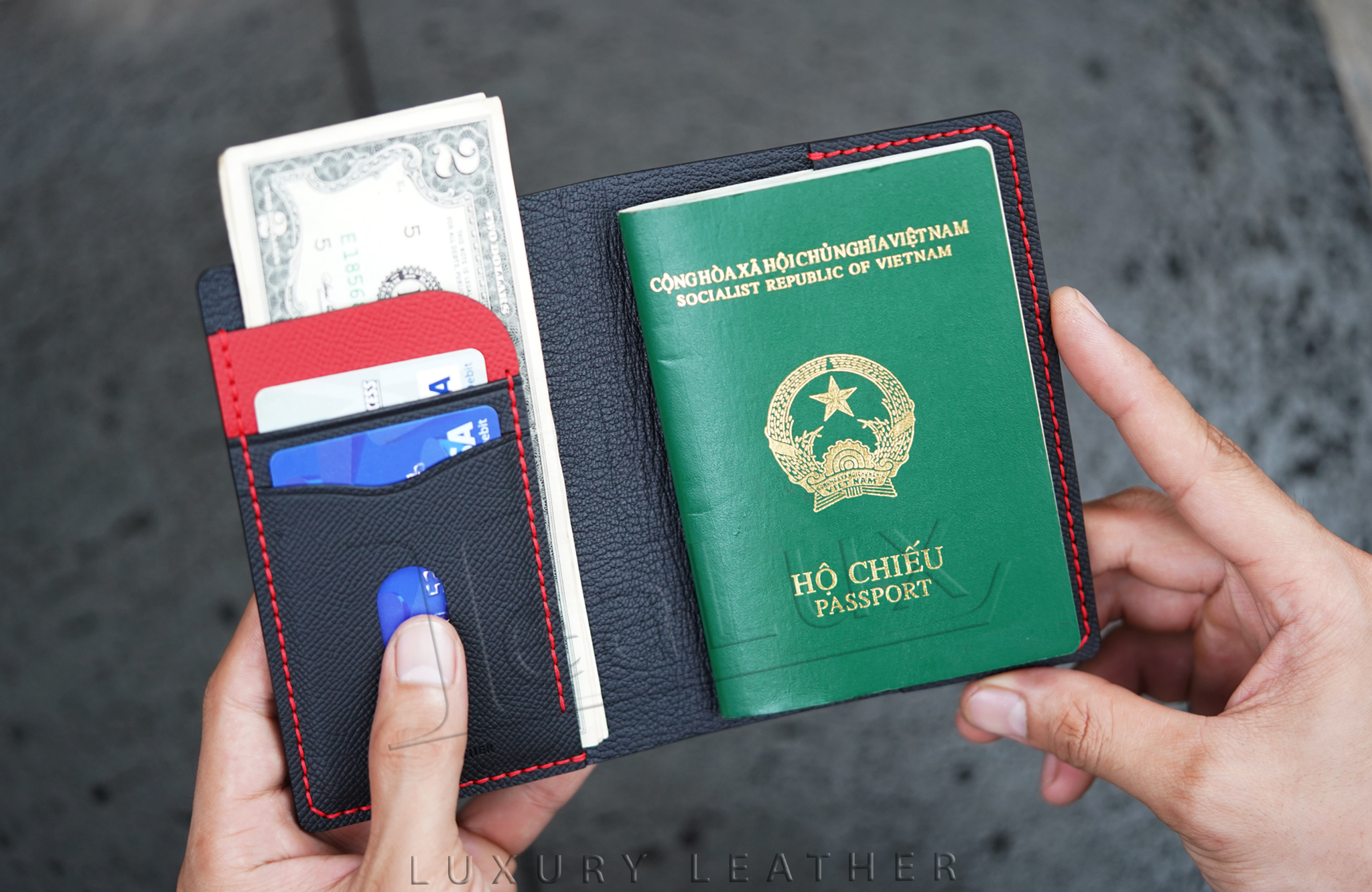 Ví Đựng Hộ Chiếu Da Epsom Handmade Lealux Passport Wallet