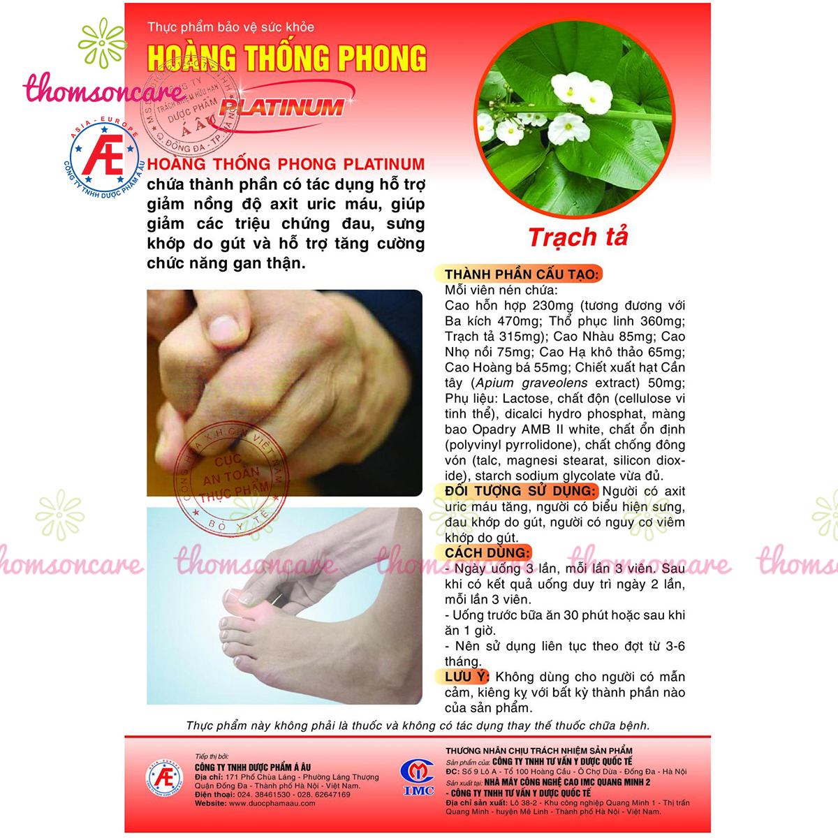Hoàng thống phong Platinum - Lọ 60v Mẫu mới Hàm lượng cao và hiệu quả hơn - Giảm gout, acid uric, mỡ máu cho người bị gút